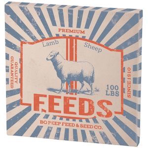 Premium Bo Peep Lamb Feed Farmhouse Canvas Box Sign 8 Inches